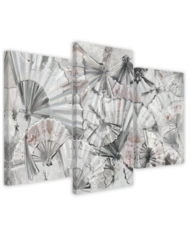 Living room wall painting 3-panel - Japanese fans | FEEBY
