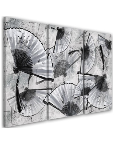 Living room triptych - Japanese fans | FEEBY