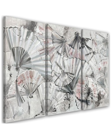 Living room wall painting 3-panel - Japanese fans | FEEBY