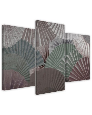 Modern paintings for living room triptych - Colourful fans | FEEBY
