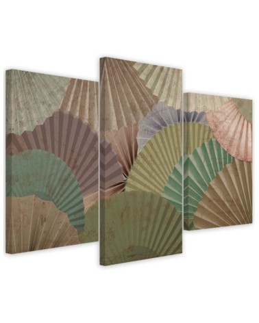 Stylish paintings for the study triptych - Japanese fans | FEEBY