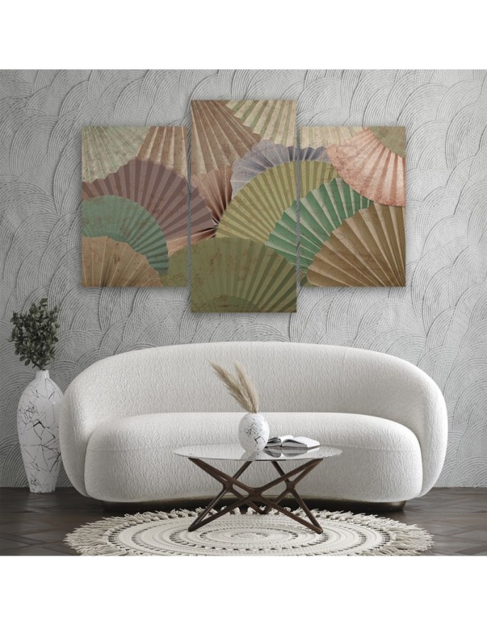 Stylish paintings for the study triptych - Japanese fans | FEEBY