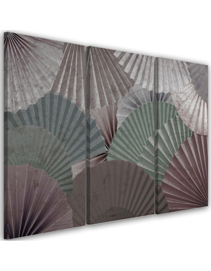 Modern paintings for living room triptych - Colourful fans | FEEBY