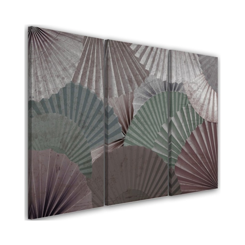 Modern paintings for living room triptych - Colourful fans | FEEBY
