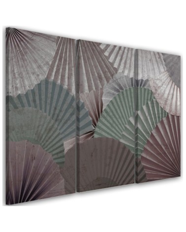 Modern paintings for living room triptych - Colourful fans | FEEBY