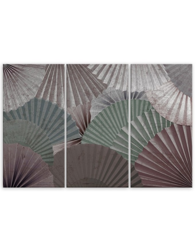 Modern paintings for living room triptych - Colourful fans | FEEBY