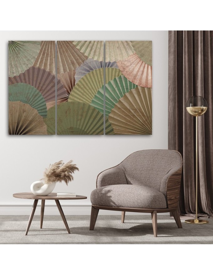 Stylish Canvas paintings for the study triptych - Japanese fans | FEEBY