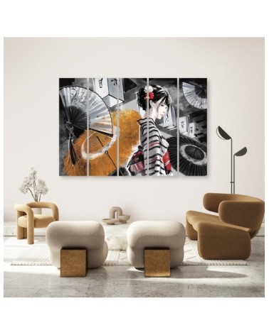 Leinwandbild modern - Geisha mit einem Fan | Feeby