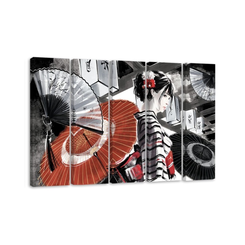 Bild auf Leinwand - Geisha mit einem Fan | Feeby