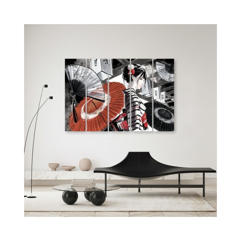 Bild auf Leinwand - Geisha mit einem Fan | Feeby