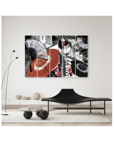 Bild auf Leinwand - Geisha mit einem Fan | Feeby