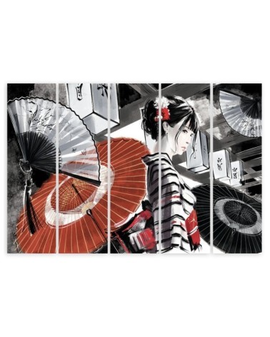 Bild auf Leinwand - Geisha mit einem Fan | Feeby