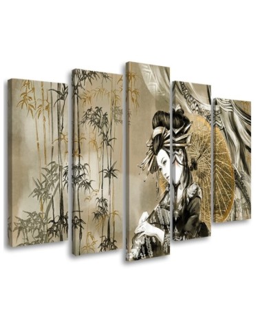 Five-part picture - Geisha and bamboos | FEEBY