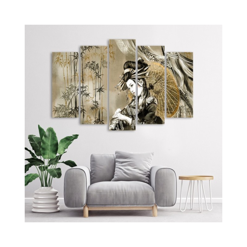 Modernes Wandbild - Geisha und Bambus | Feeby