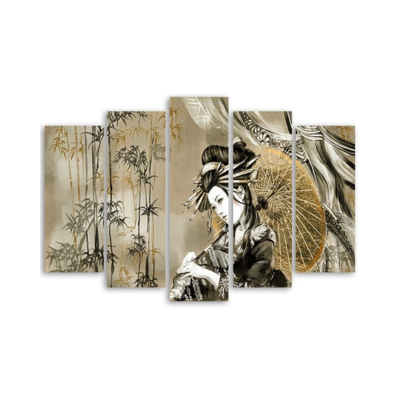 Modernes Wandbild - Geisha und Bambus | Feeby