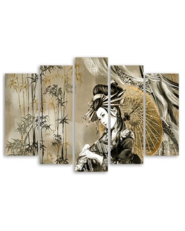 Modernes Wandbild - Geisha und Bambus | Feeby