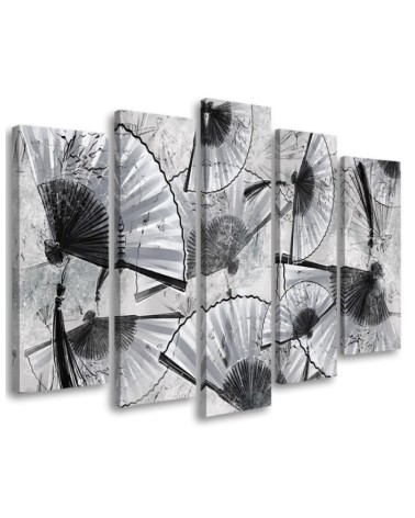 Canvas print for office 5-part - Japanese fans | FEEBY