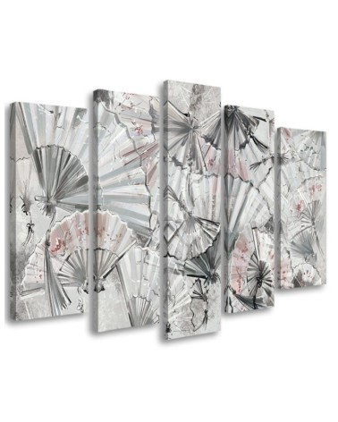 Canvas print 5-part painting for living room - Japanese fans | FEEBY