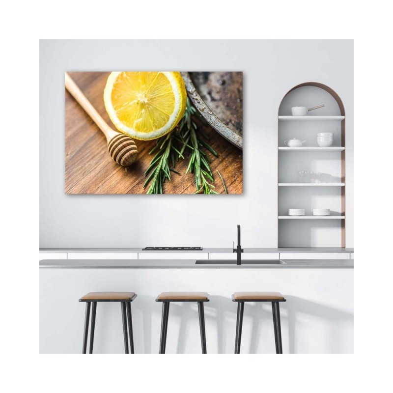Bild auf Leinwand - Zitrone und Rosmarin | Feeby