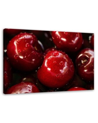 Bild auf Leinwand - Kirschen in Wassertropfen | Feeby