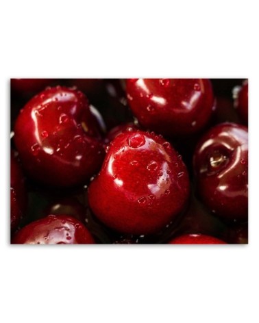 Bild auf Leinwand - Kirschen in Wassertropfen | Feeby