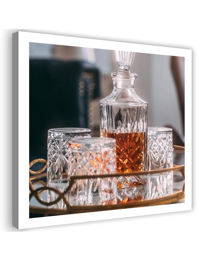 Modernes Wandbild - Whisky Dekanter und Gläser | Feeby