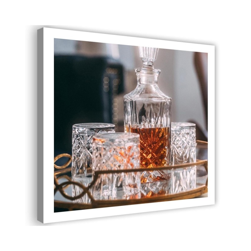 Modernes Wandbild - Whisky Dekanter und Gläser | Feeby