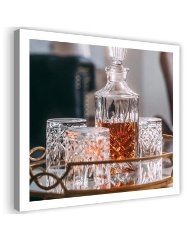 Modernes Wandbild - Whisky Dekanter und Gläser | Feeby