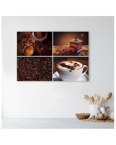 Leinwandbild - Kaffeebohnen Mühle und Kaffee | Feeby