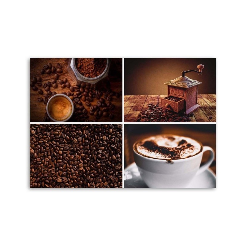 Leinwandbild - Kaffeebohnen Mühle und Kaffee | Feeby