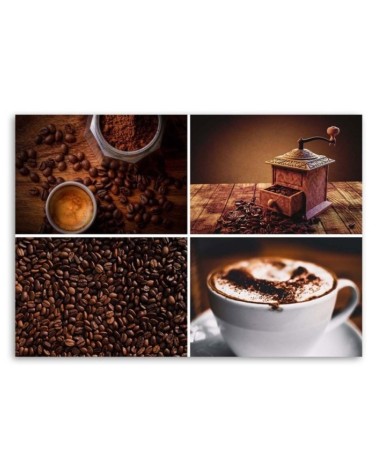 Leinwandbild - Kaffeebohnen Mühle und Kaffee | Feeby