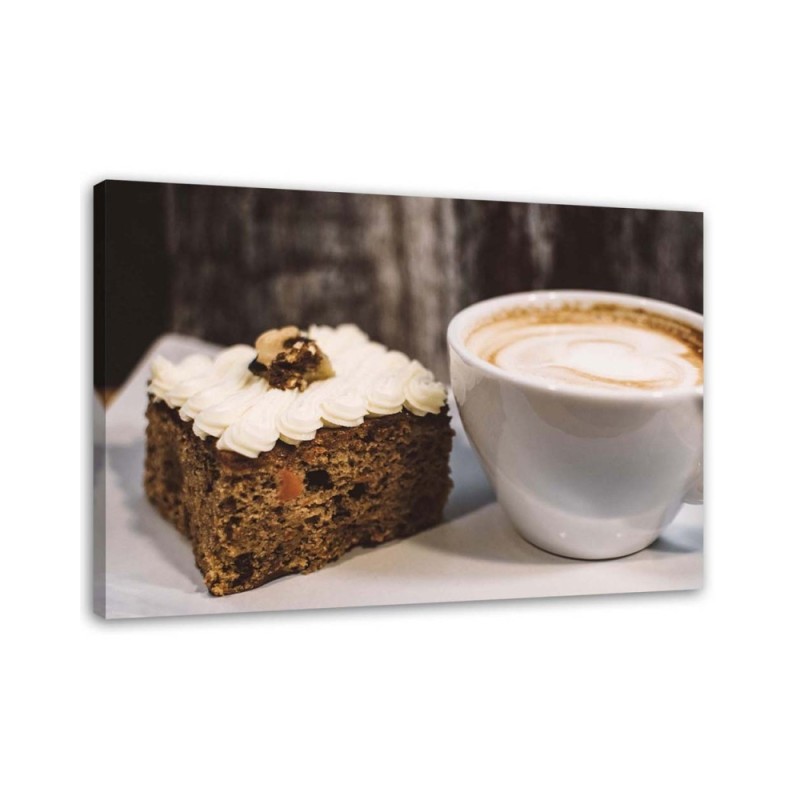 Modernes Wandbild - Cappuccino und ein Stück Kuchen | Feeby