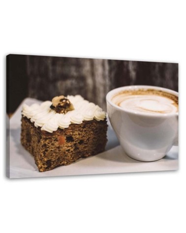 Modernes Wandbild - Cappuccino und ein Stück Kuchen | Feeby