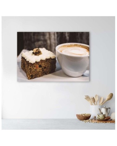 Modernes Wandbild - Cappuccino und ein Stück Kuchen | Feeby