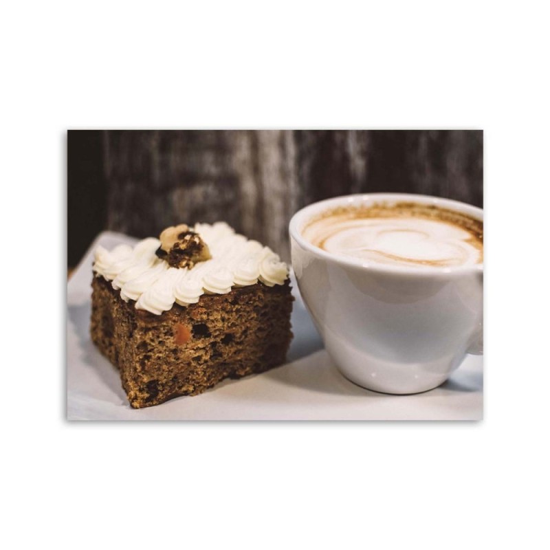 Modernes Wandbild - Cappuccino und ein Stück Kuchen | Feeby