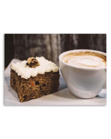 Modernes Wandbild - Cappuccino und ein Stück Kuchen | Feeby