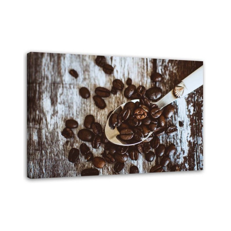 Bild auf Leinwand - Kaffeebohnen auf einem Löffel | Feeby