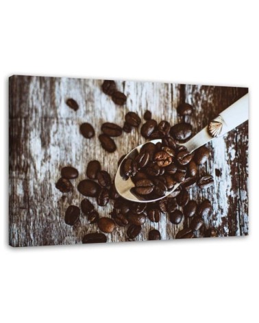 Bild auf Leinwand - Kaffeebohnen auf einem Löffel | Feeby