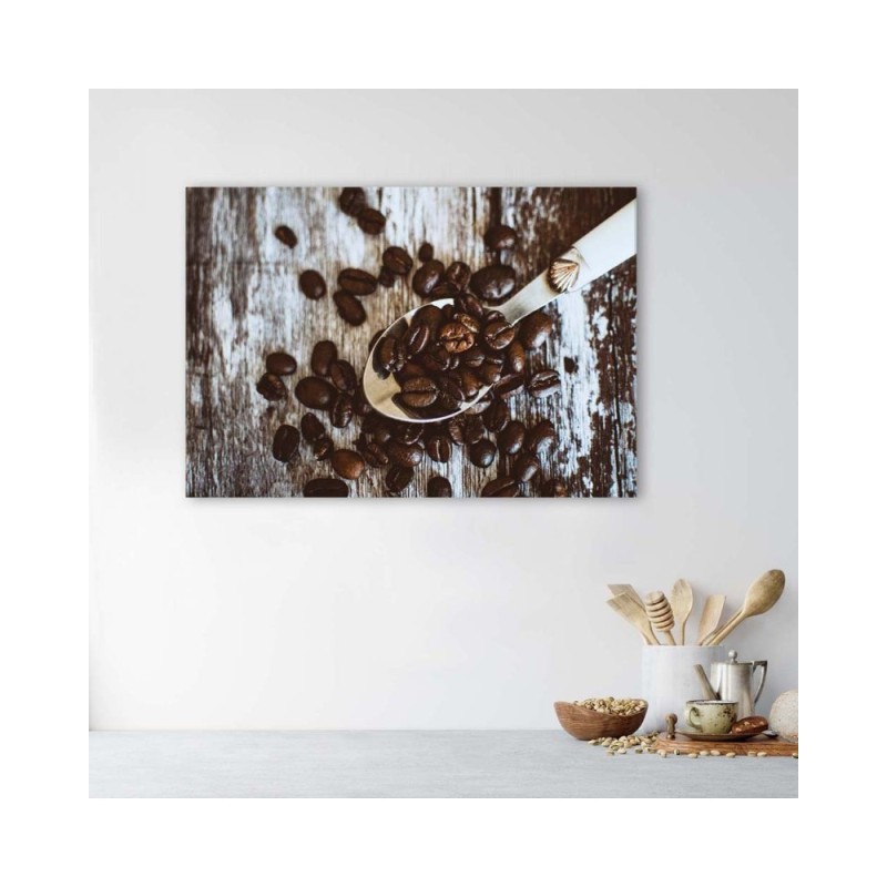Bild auf Leinwand - Kaffeebohnen auf einem Löffel | Feeby