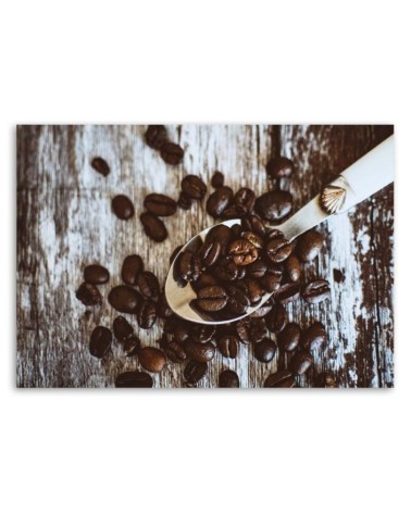 Bild auf Leinwand - Kaffeebohnen auf einem Löffel | Feeby