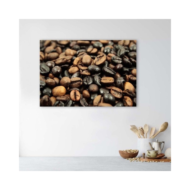 Leinwanddruck - Schwarze und braune Kaffeebohnen | Feeby