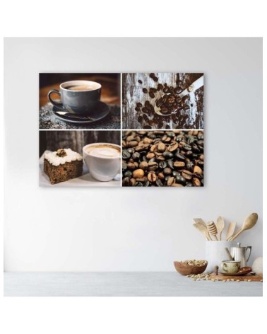 Leinwandbild - Kaffeebohnen und Kuchen | Feeby