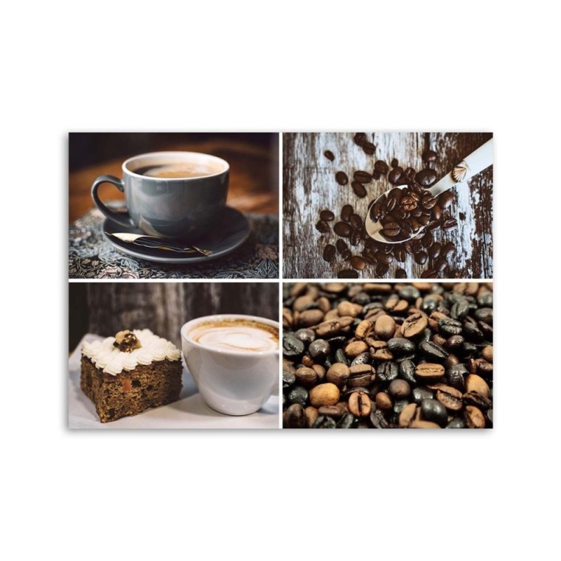 Leinwandbild - Kaffeebohnen und Kuchen | Feeby