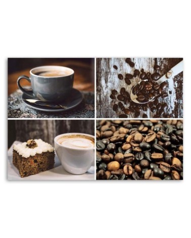 Leinwandbild - Kaffeebohnen und Kuchen | Feeby