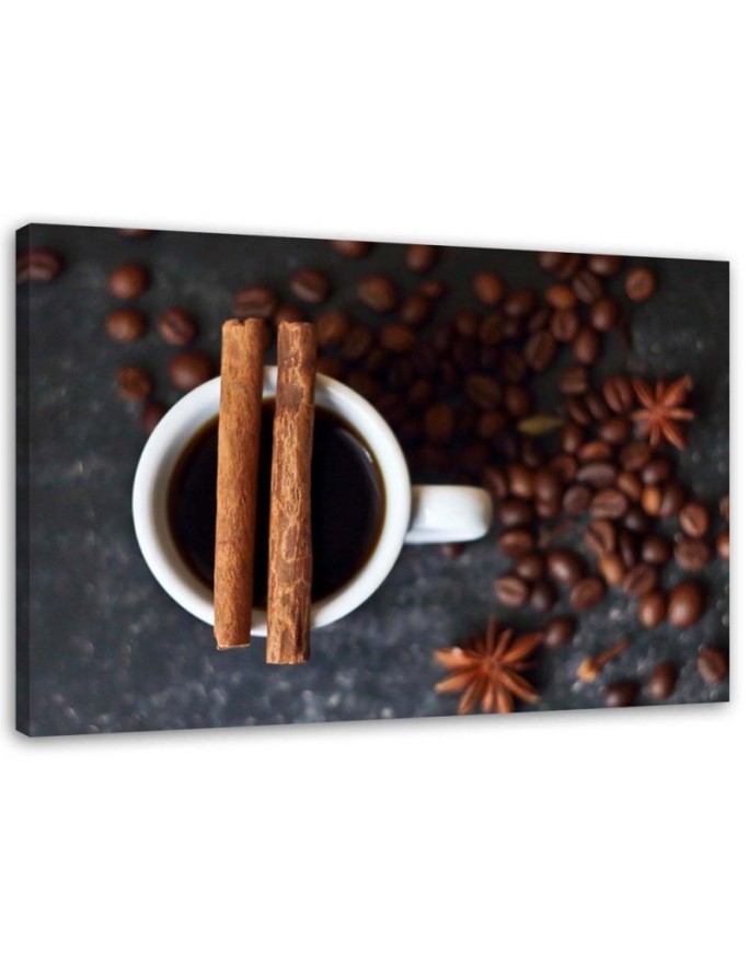Leinwandbild modern - Zimt auf einer Tasse Kaffee | Feeby