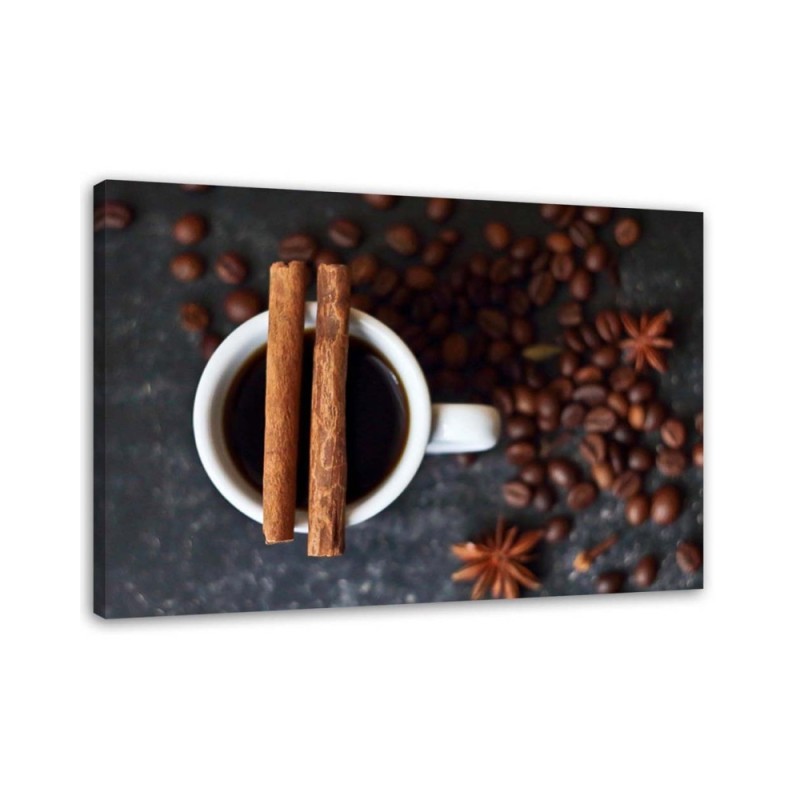 Leinwandbild modern - Zimt auf einer Tasse Kaffee | Feeby