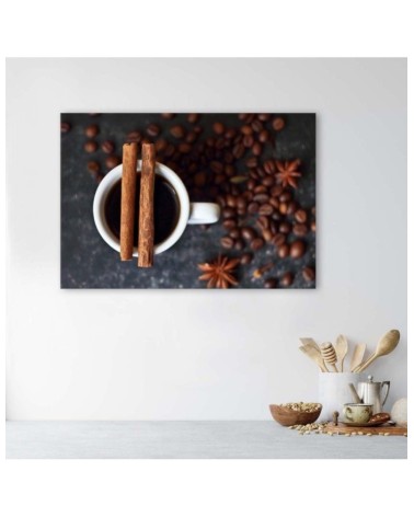 Leinwandbild modern - Zimt auf einer Tasse Kaffee | Feeby