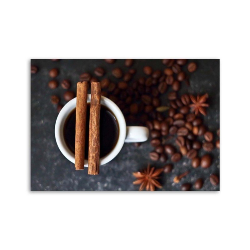 Leinwandbild modern - Zimt auf einer Tasse Kaffee | Feeby