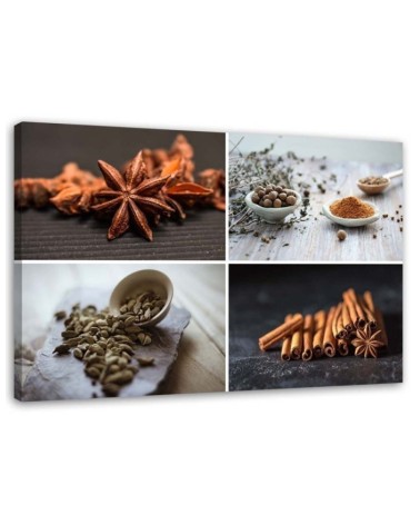 Wall art painting - Cinnamon cardamom spice collage | FEEBY