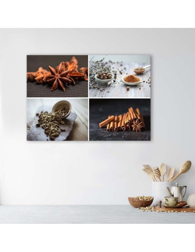 Wall art painting - Cinnamon cardamom spice collage | FEEBY